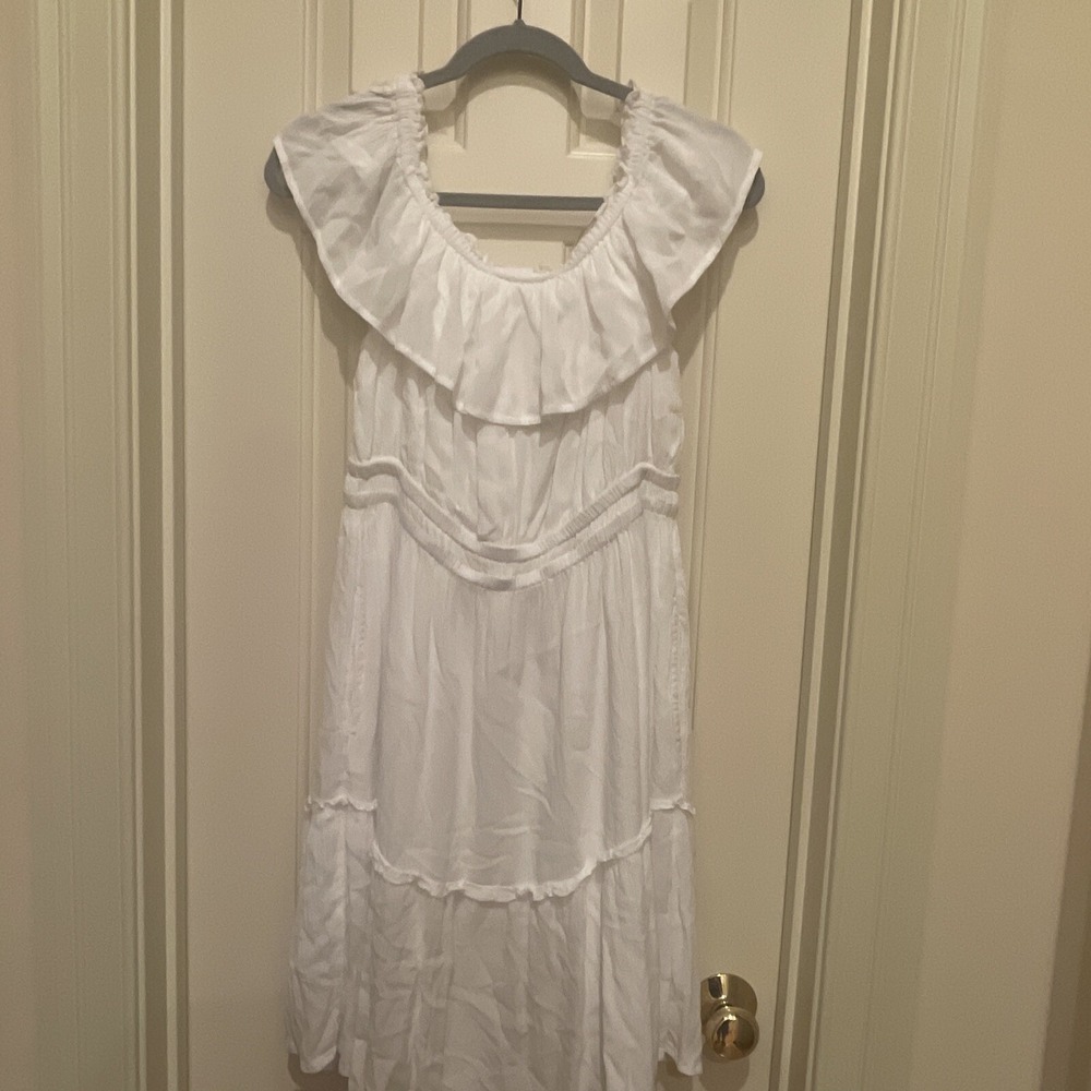 Tommy Bahama Tiered White Dress Sz M Classic Preppy‎ Gauze Lightweight Beach